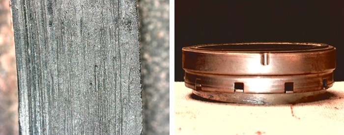 Groove close up and Brass mating ring