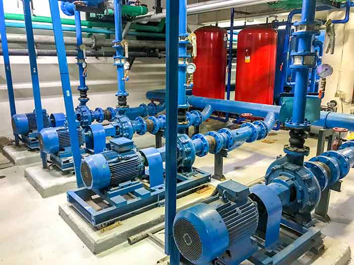 A shopping mall installed four VFDs for each pump, giving more control over how much water is pumped.