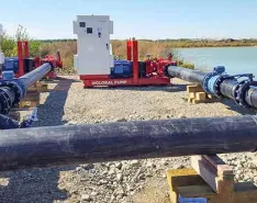 Electrical pumping system set up for gravel pit/quarry dewatering (Images courtesy of Global Pump)